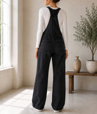 Ladies Black Wide Leg Denim Jumpsuit - StylePhase SA