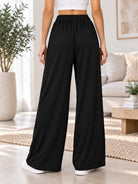 Ladies Black Wide Leg Drawstring Pocket Pants - StylePhase SA