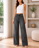 Ladies Black Wide Leg jeans - StylePhase SA