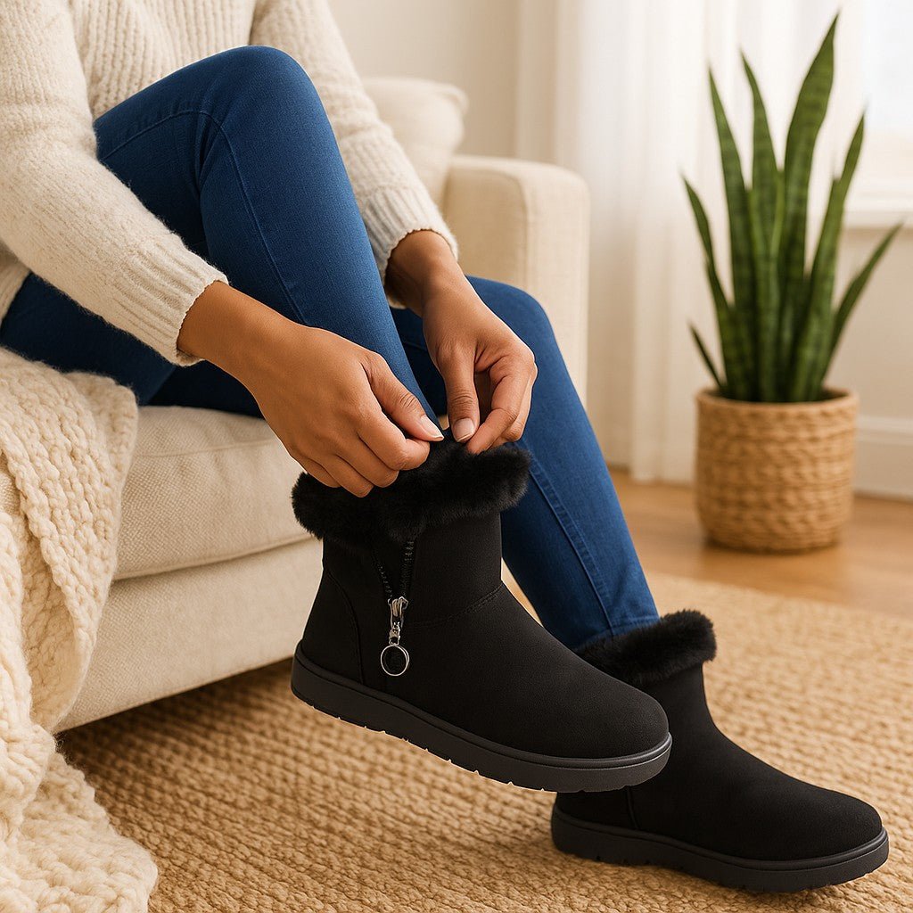 Ladies Black Zip Ankle Boots - StylePhase SA
