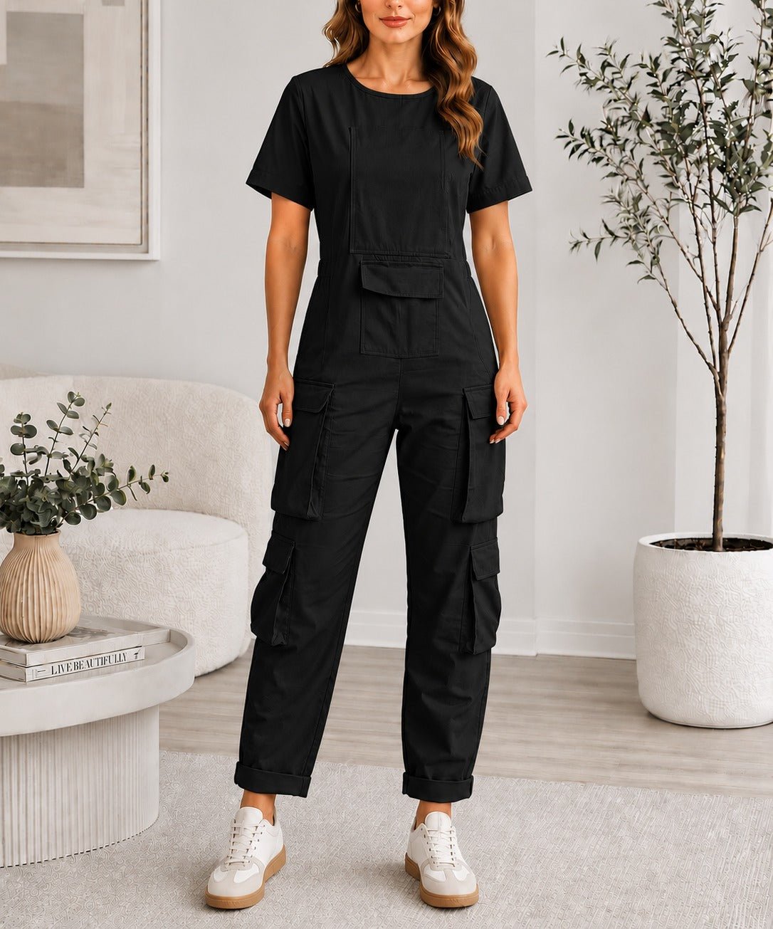Ladies Black Zip Back Jumpsuit - StylePhase SA