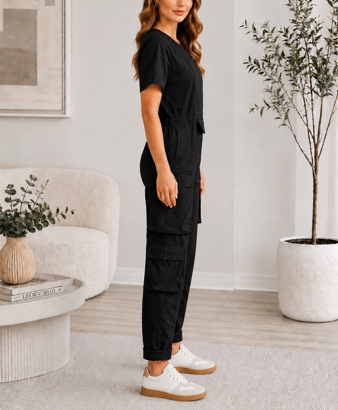 Ladies Black Zip Back Jumpsuit - StylePhase SA
