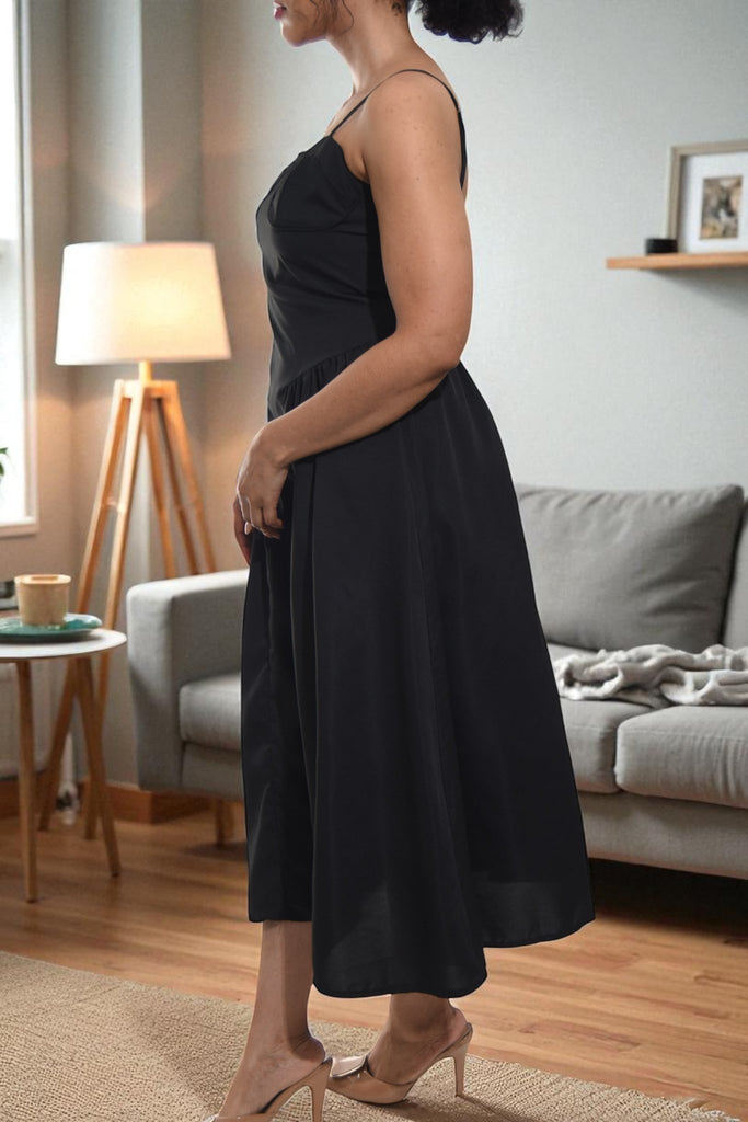 Ladies Black Zip Back Panel Dress - StylePhase SA