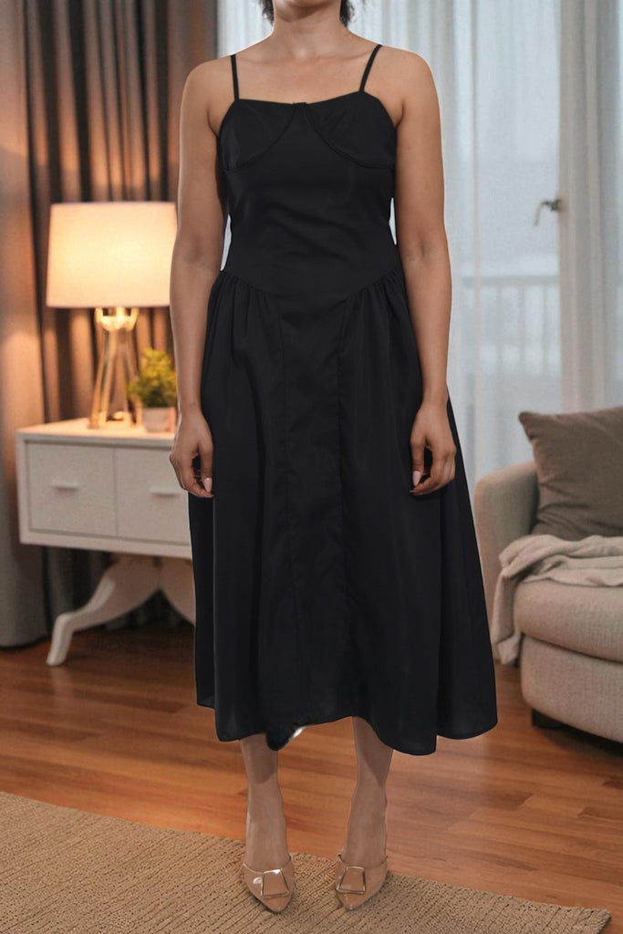 Ladies Black Zip Back Panel Dress - StylePhase SA