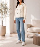 Ladies Blazer Lined Coat - Cream - StylePhase SA