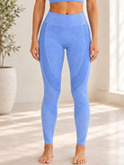 Ladies Blue Activewear Seamless Ribbed Legging - StylePhase SA