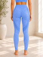 Ladies Blue Activewear Seamless Ribbed Legging - StylePhase SA