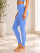Ladies Blue Activewear Seamless Ribbed Legging - StylePhase SA
