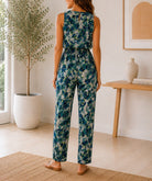 Ladies Blue And Green Abstract Floral Jumpsuit - StylePhase SA