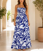 Ladies Blue And White Patterned Maxi Dress - StylePhase SA
