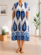 Ladies Blue And White Printed Tunic Dress - StylePhase SA