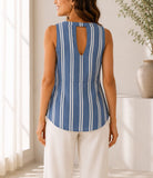 Ladies Blue And White Striped V-neck Top - StylePhase SA