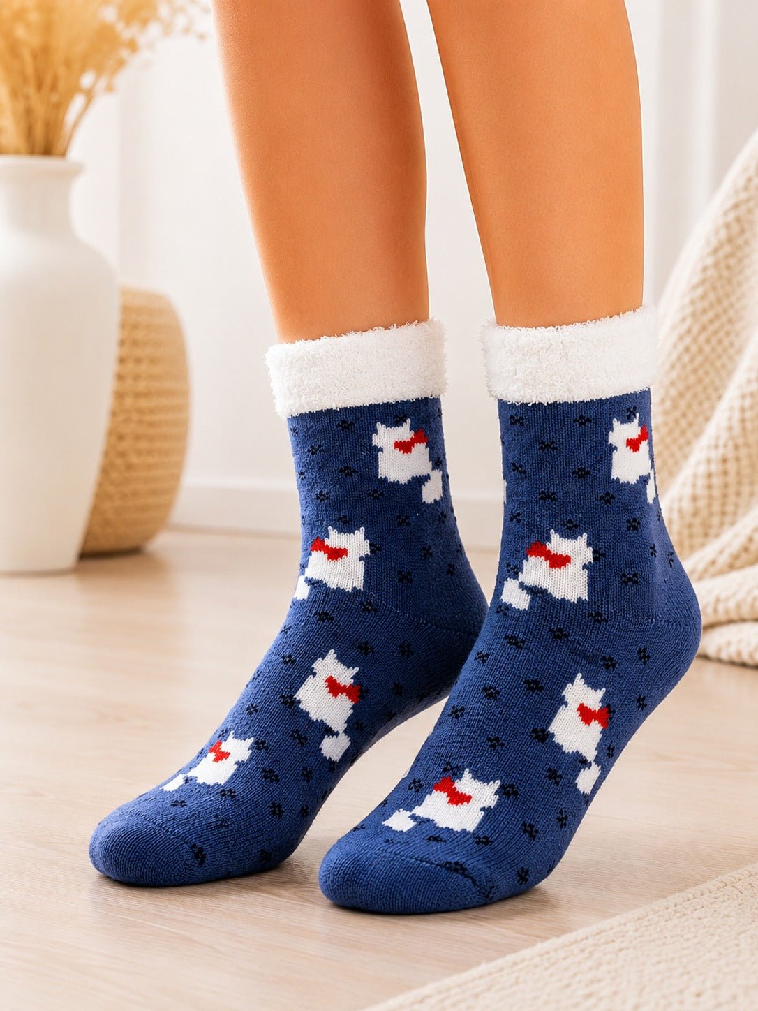 Ladies Blue And White Thermal Slipper Socks - StylePhase SA