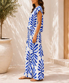 Ladies Blue Botanical Print Two Piece Set - StylePhase SA