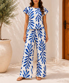 Ladies Blue Botanical Print Two Piece Set - StylePhase SA