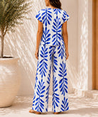 Ladies Blue Botanical Print Two Piece Set - StylePhase SA