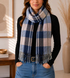 Ladies Blue, Brown Stripe Winter Scarf - StylePhase SA