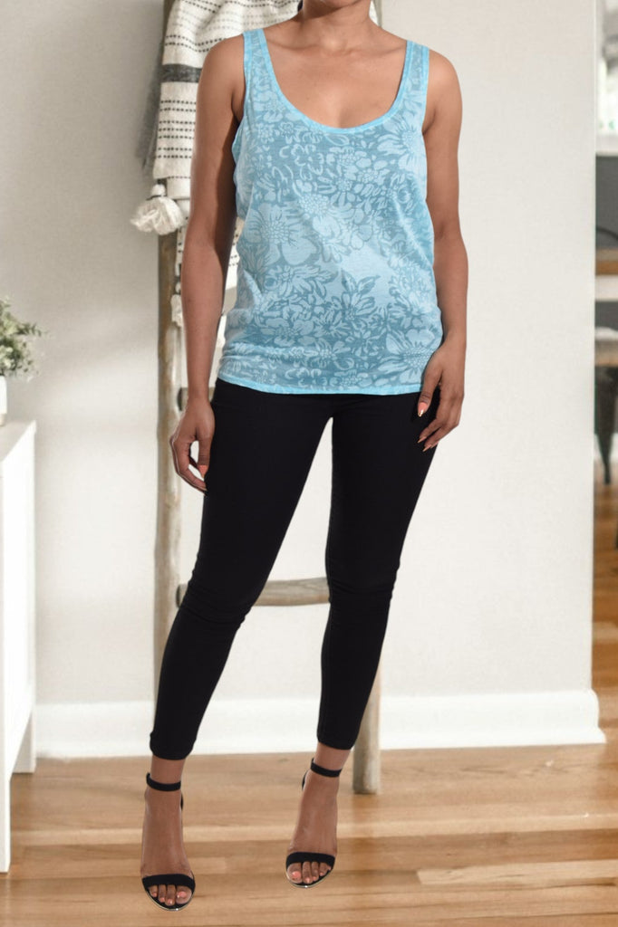 Ladies Blue Burnout Sleeveless Top - StylePhase SA