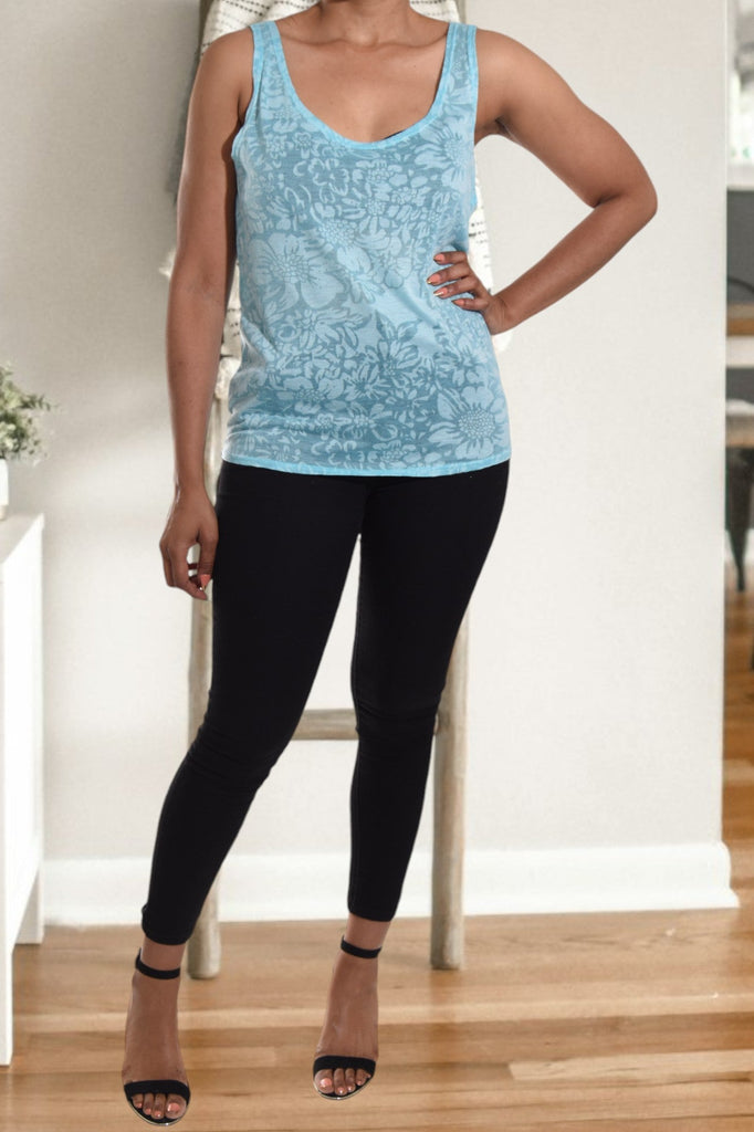 Ladies Blue Burnout Sleeveless Top - StylePhase SA