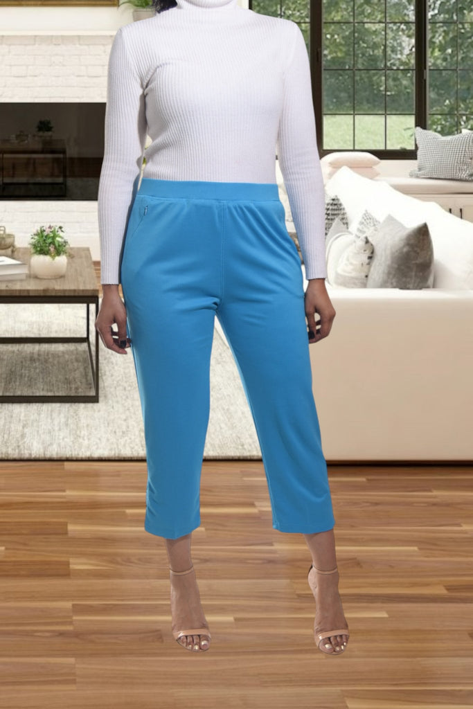 Ladies Blue Capri Zip Pants - StylePhase SA