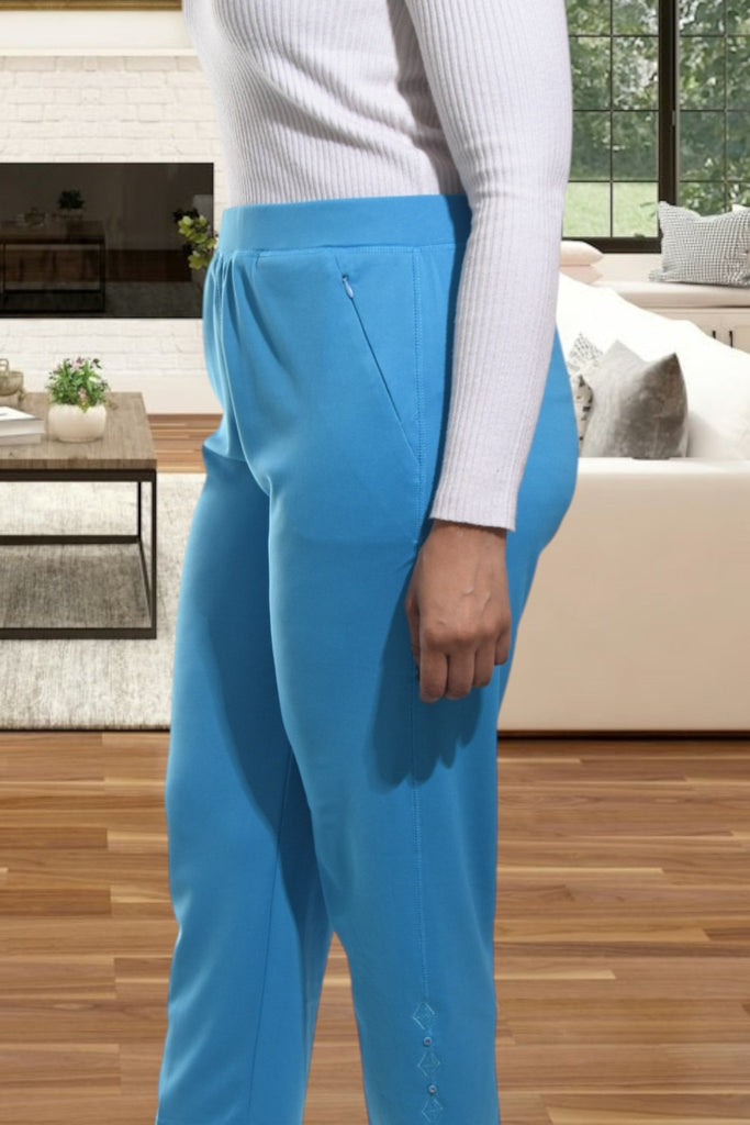Ladies Blue Capri Zip Pants - StylePhase SA