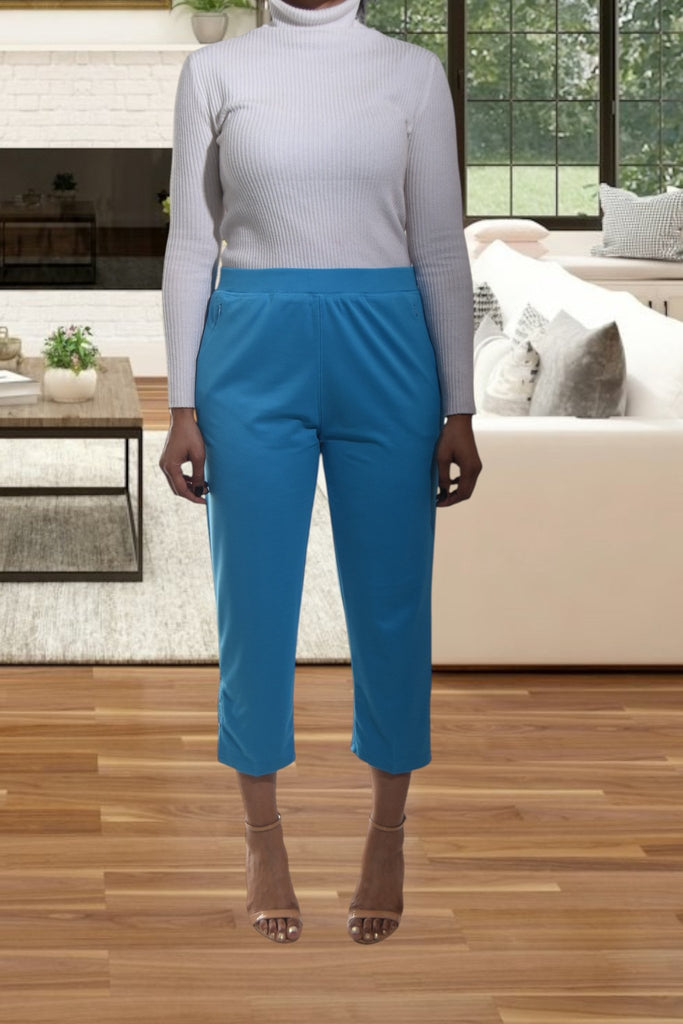 Ladies Blue Capri Zip Pants - StylePhase SA