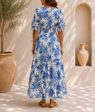 Ladies Blue Chiffon Ruche Sleeve Dress - StylePhase SA