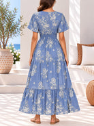 Ladies Blue Cinched Waist Tier Dress - StylePhase SA