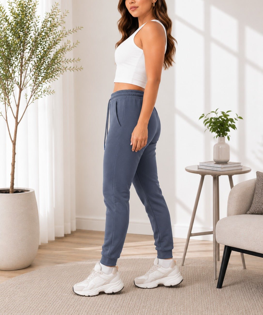 Ladies Blue Drawstring joggers - StylePhase SA