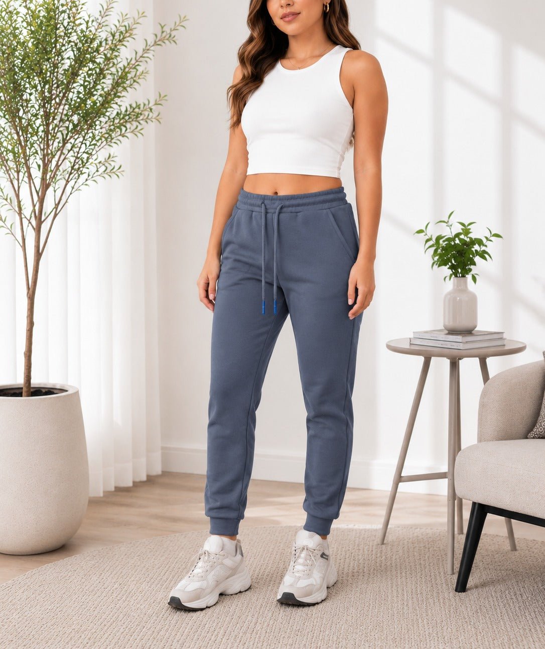 Ladies Blue Drawstring joggers - StylePhase SA