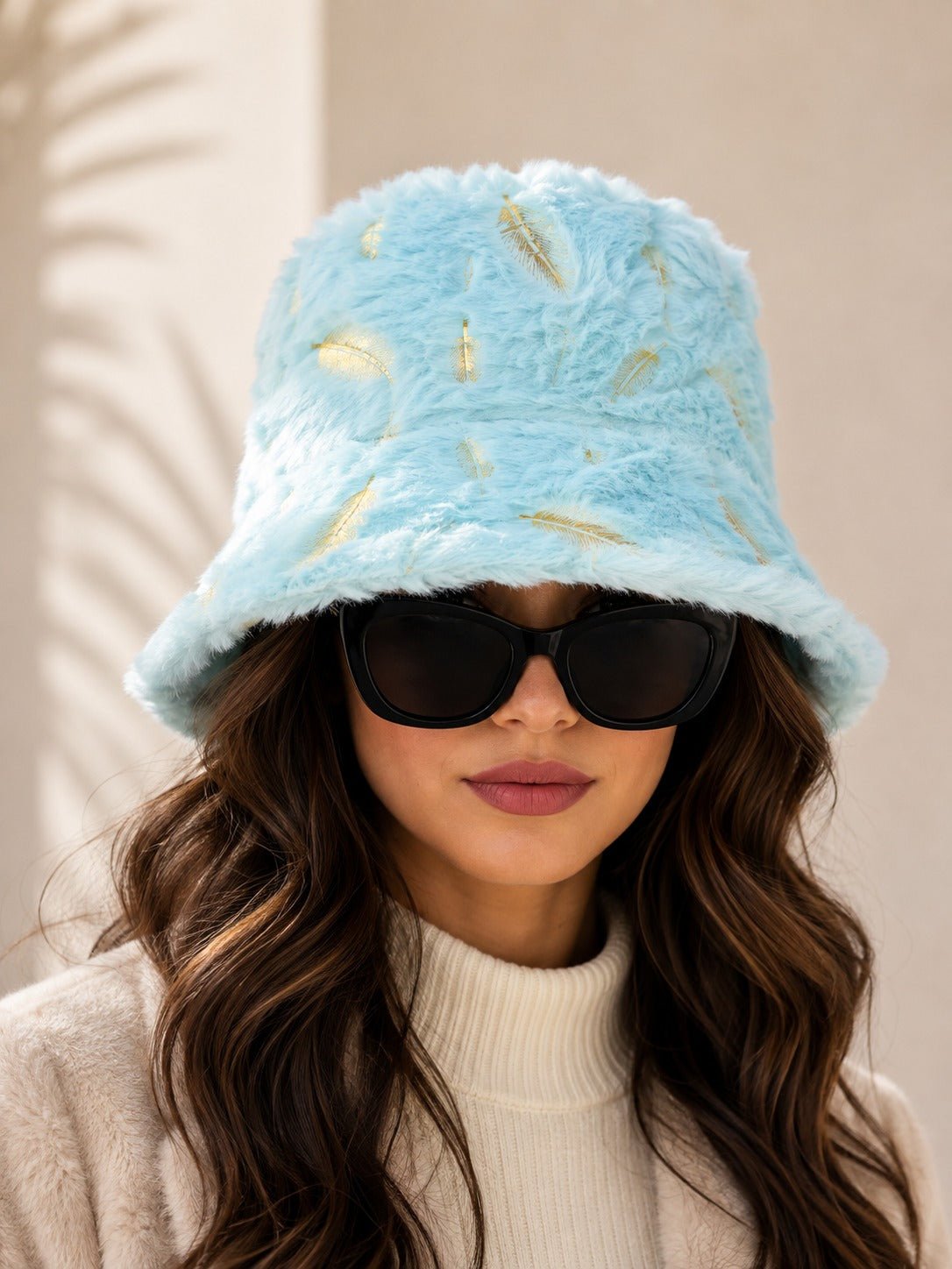 Ladies Blue Feather Embossed Bucket Hat - StylePhase SA