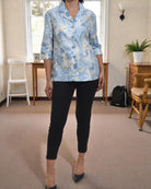 Ladies Blue Floral Button Front Top - StylePhase SA