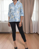Ladies Blue Floral Button Front Top - StylePhase SA