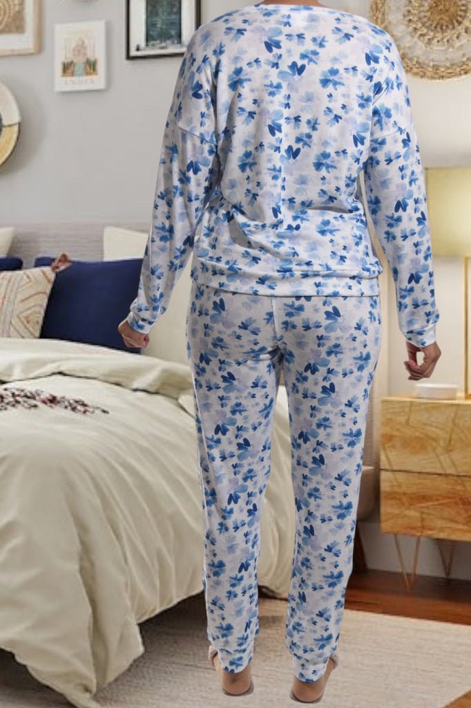 Ladies Blue Floral Pj Set - StylePhase SA