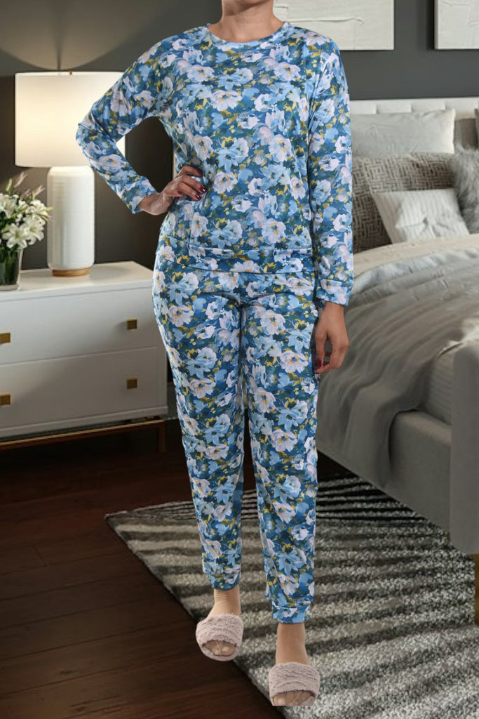 Ladies Blue Floral Pj Set - StylePhase SA