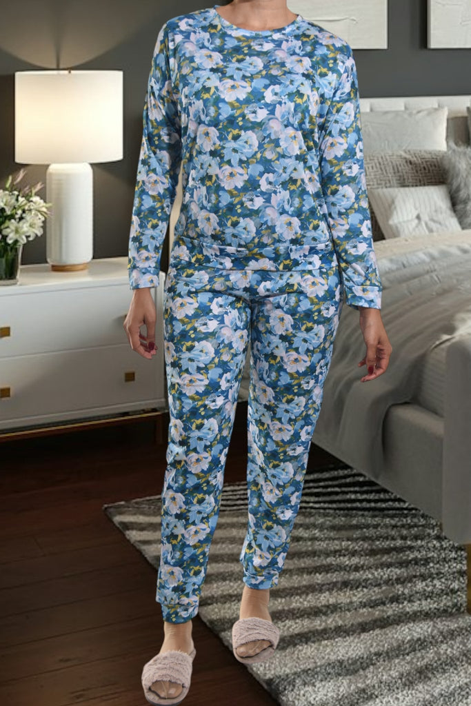 Ladies Blue Floral Pj Set - StylePhase SA