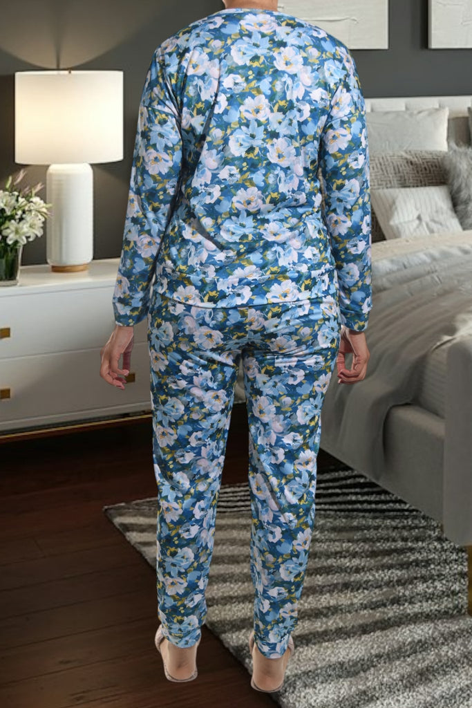 Ladies Blue Floral Pj Set - StylePhase SA