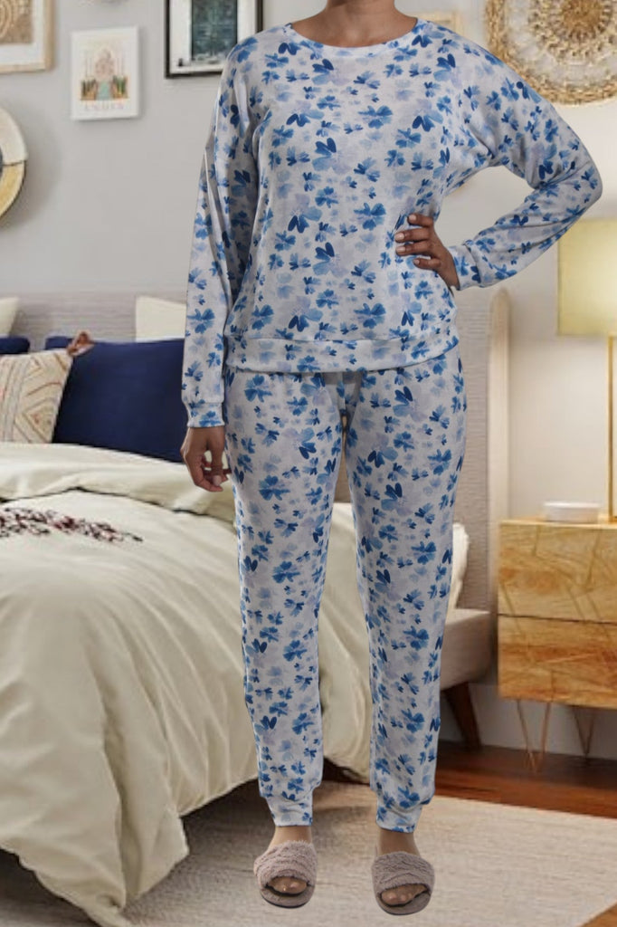 Ladies Blue Floral Pj Set - StylePhase SA