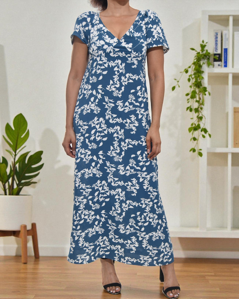 Ladies Blue Floral Scoop Back Maxi Dress - StylePhase SA