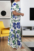Ladies Blue Floral Tie Maxi Dress - StylePhase SA