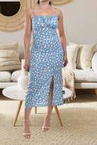 Ladies Blue Flower Zip Dress - StylePhase SA