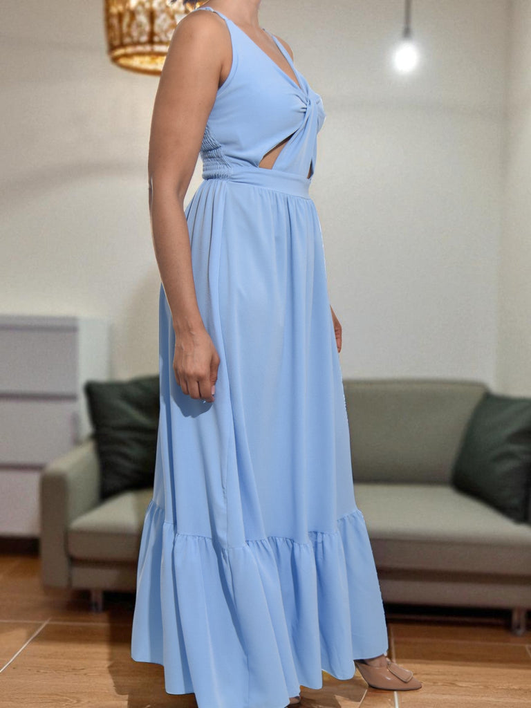 Ladies Blue Front Tie Dress - StylePhase SA
