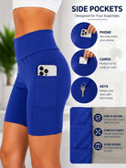 Ladies Blue High-Waist Side Pocket Activewear Shorts - StylePhase SA