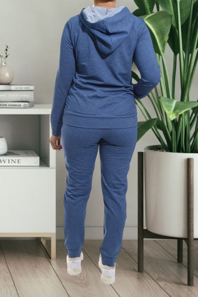 Ladies Blue Kangaroo Hoody Tracksuit Set - StylePhase SA