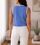 Ladies Blue Knitwear Sleeveless Tank Top - StylePhase SA