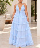 Ladies Blue Layered Maxi Strappy Dress - StylePhase SA