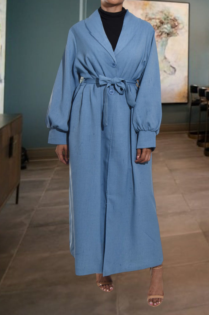 Ladies Blue Linen Dress Coat - StylePhase SA