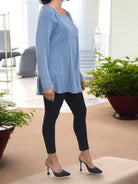 Ladies Blue Long Sleeve Blouse - StylePhase SA