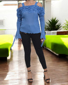 Ladies Blue Off Shoulder Top - StylePhase SA