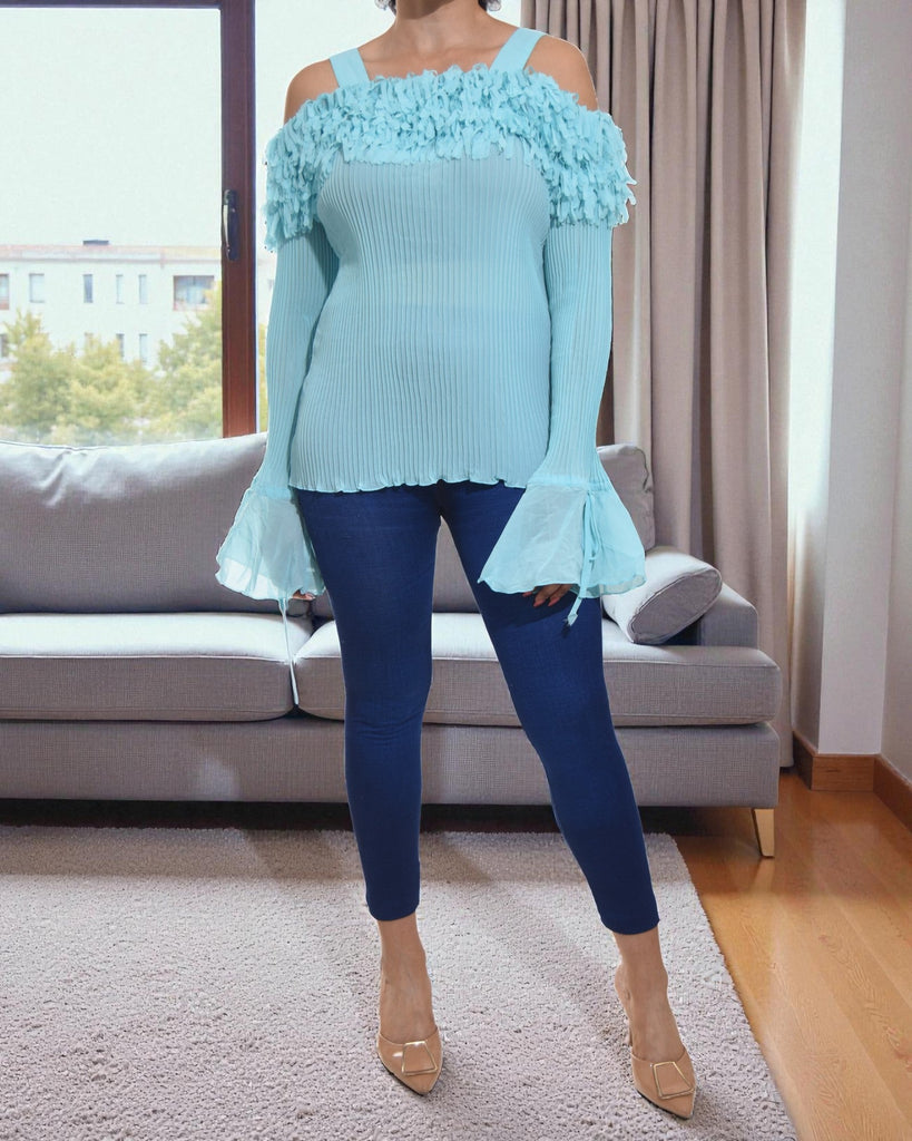 Ladies Blue Off Shoulder Top - StylePhase SA